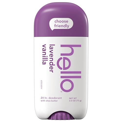 Hello Lavender Vanilla Deodorant - 24-Hour Freshness, Aluminum-Free, Vegan, 2.6 oz Stick