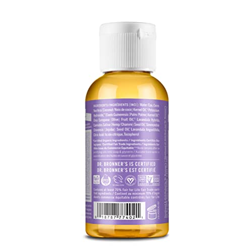 Dr. Bronner's Body Soap - Organic Oils, Vegan, 18-in-1 Uses, Lavender - 2oz Concentrate