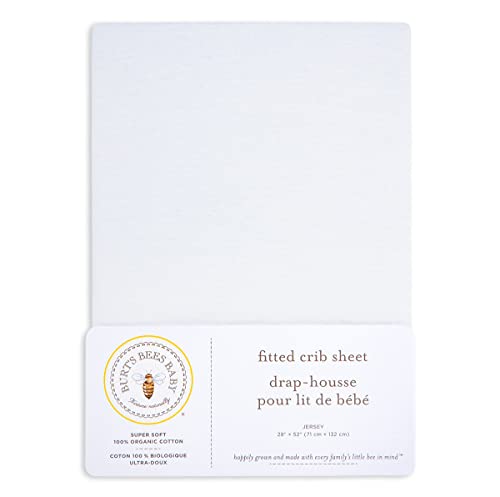 Burt's Bees Baby Fitted Crib Sheet - 100% Organic Cotton, Premium Snug Fit - 28x52 inches