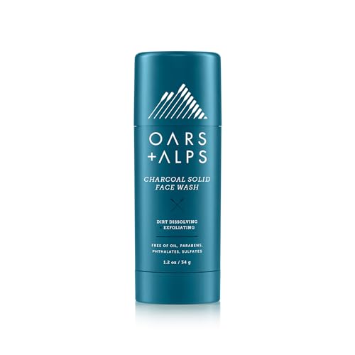 Oars + Alps Face Wash - Exfoliating with Activated Charcoal, Dermatologist Tested - 1.2 Oz