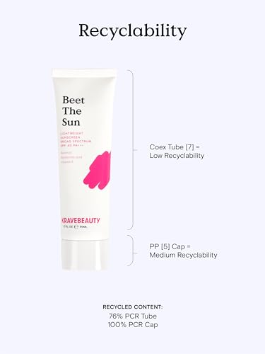 KraveBeauty Beet The Sun Sunscreen - Hydrating SPF 40, No White Cast, Vegan - 1.7 fl oz