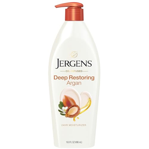 Jergens Argan Oil Moisturizer - Nourishing Hydration, Infused with Vitamin E - 16.8 oz