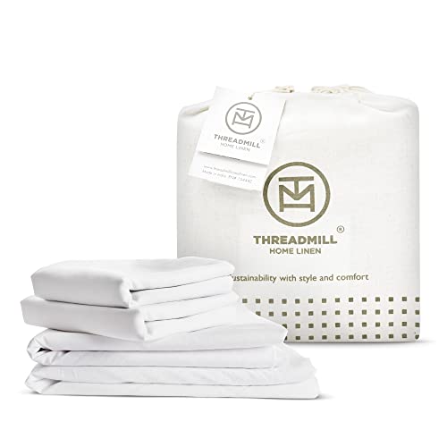 Threadmill Organic Cotton Bed Sheet Set - Soft, Breathable, GOTS Certified - Queen, 4 Pieces