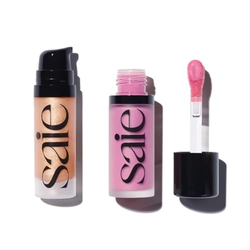 Saie Mini Glowy Super Gel & Dew Blush Duo - Hydrating Primer & Radiant Cheek Tint - 0.5oz + 0.40oz