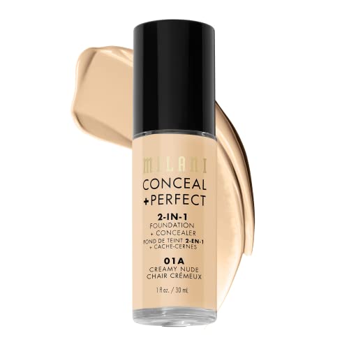 Milani Foundation + Concealer - Full Coverage for Blemishes, Natural Finish - 45 Shades, 1 Fl. Oz.