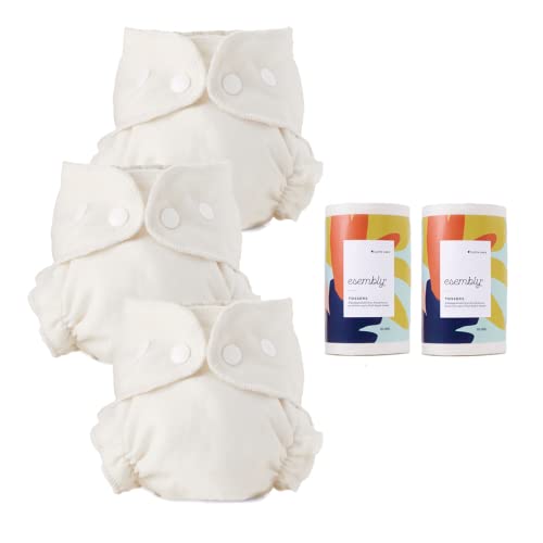 Esembly Cloth Diaper Inner 3-Pack & Tossers 2-Pack - Absorbent, Fragrance-Free, Biodegradable