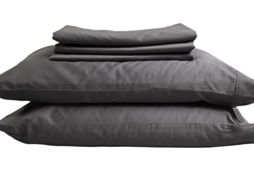 Sleep & Beyond Organic Cotton Sateen Pillowcases - Luxurious Hypoallergenic, Midnight Grey - 20x32in