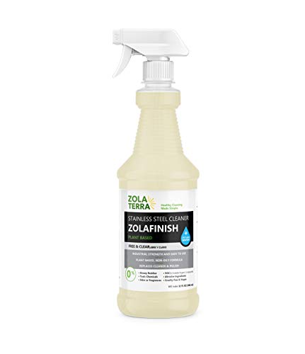 ZolaFinish Stainless Steel Cleaner - Non-Toxic, Biodegradable, No Residue - 32oz Just Add Water