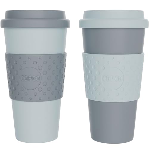 Copco Acadia 16oz Travel Mug Set - BPA-Free, Double Wall Insulation, Leak-Proof Design - Aqua/Gray