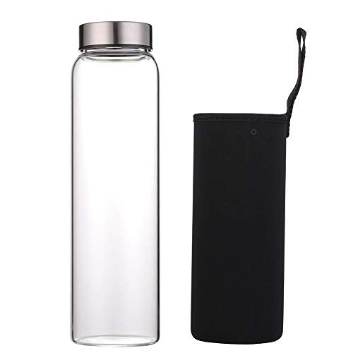 Sunkey Glass Water Bottle - Leak-Proof, BPA-Free, Wide Mouth for Infusions - 32oz