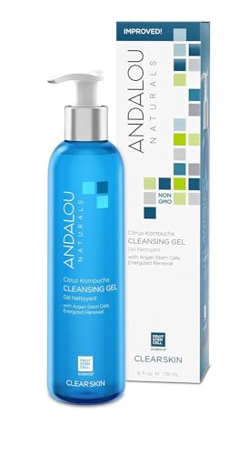 Andalou Naturals Face Wash - Clear Skin with Argan Stem Cells & Kombucha Probiotics - 6 Fl Oz