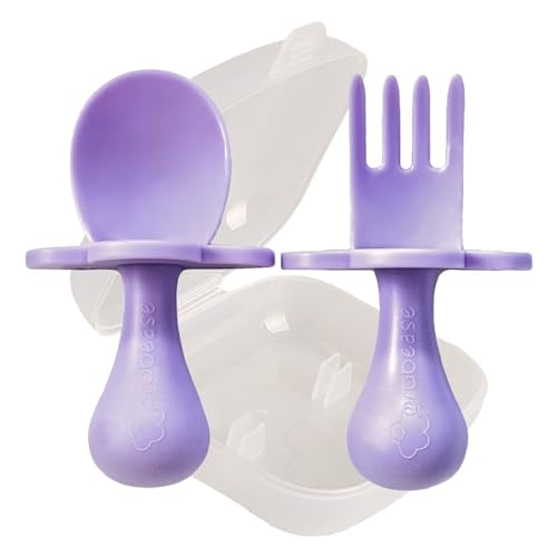 Grabease Baby Spoon Set - Supports Self-Feeding, BPA & Phthalate-Free - 1 Set, Lavender