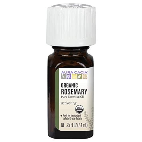 Aura Cacia Rosemary Essential Oil - Uplifting Aroma, Organic, Authentic Source - 0.25 Oz