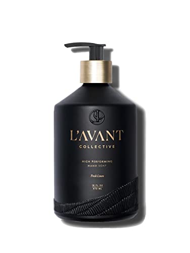 L'AVANT Collective Hand Soap - Soft & Smooth Hands, Fresh Linen Scent, Reusable Glass - 16 Fl Oz