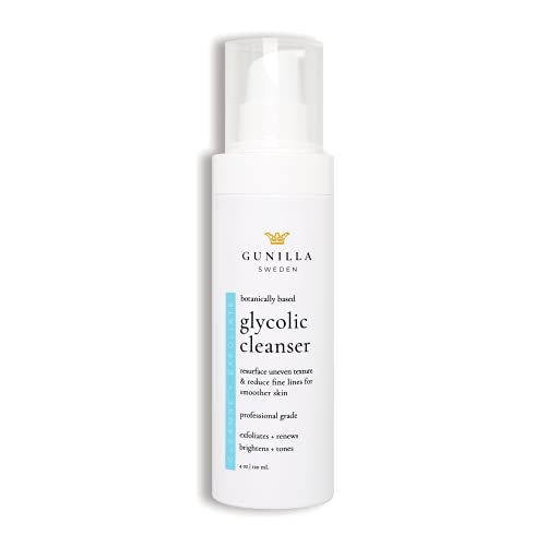 GUNILLA Glycolic Face Wash - Exfoliating, Moisturizing, Anti-Aging, Aloe Vera & Botanicals - 4oz