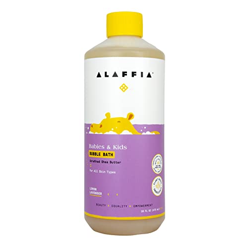 Alaffia Kids Bubble Bath - Gentle Plant-Based Cleanser, Vegan, Calming Lemon Lavender - 16 Fl Oz