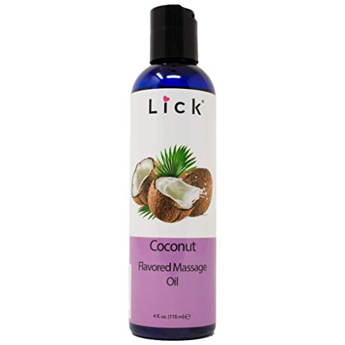 LICK Coconut Massage Oil - Edible & Gentle on Skin, Vitamin E Infused - 4oz