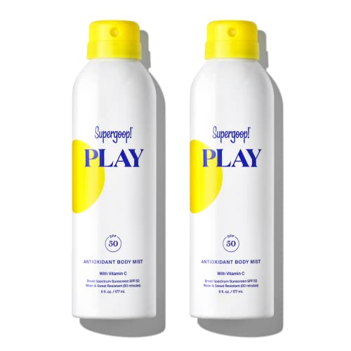 Supergoop! PLAY SPF 50 Body Mist - Antioxidant Protection, Water-Resistant - 6 fl oz, 2 Pack