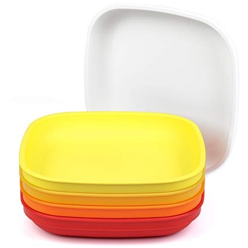 Re-Play Toddler Plates Set - Durable, Stackable, Dishwasher Safe, Made from Recycled Plastic - 7"