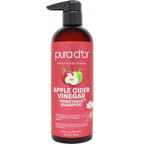 PURA D'OR Apple Cider Vinegar Shampoo - Reduces Frizz, Detoxifies Scalp, 16oz