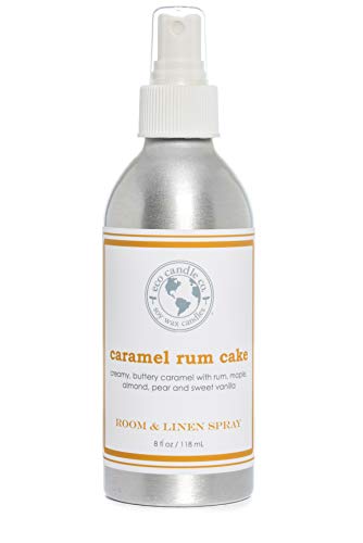 Eco Candle Co. Room & Linen Spray - Caramel Rum Cake, Natural Ingredients, 8oz Recycled Bottle