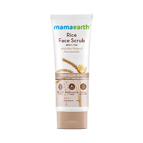 Mamaearth Rice Face Scrub - Exfoliates & Unclogs Pores, Brightens Skin - 3.53 Oz (100g)