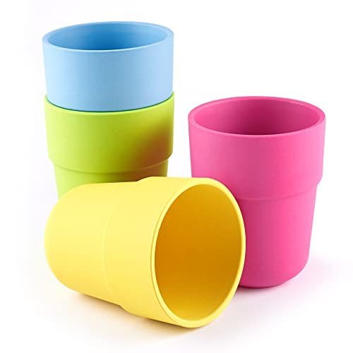 GET FRESH PLA Kids Cups Set - Melamine-Free, BPA-Free, Dishwasher Safe - 4 Colorful Tumblers