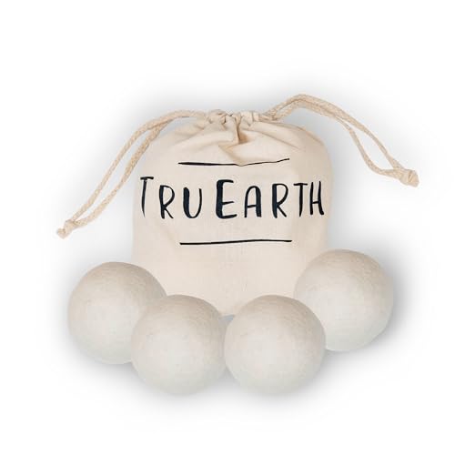 Tru Earth Wool Dryer Balls - Reduce Drying Time, Safe for Sensitive Skin - Set of 4 XL 100% Wool