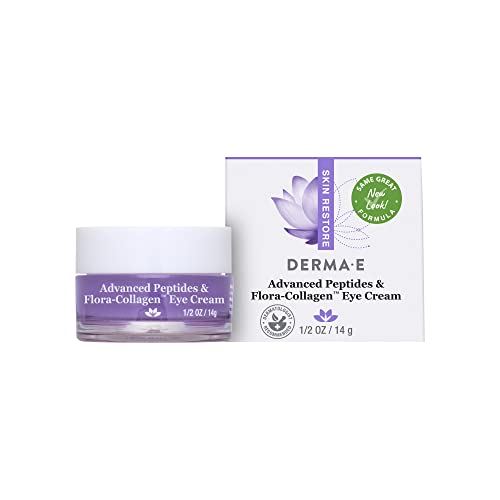 Derma E Eye Cream - Visibly Reduces Wrinkles, Hydrating Vegan Flora-Collagen - 1/2 Oz