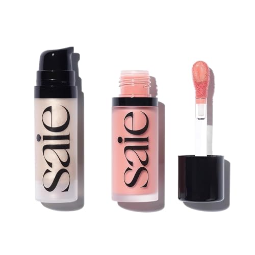 Saie Mini Glowy Super Gel & Dew Blush Duo - Hydrating Illuminator, Radiant Finish - 0.5oz & 0.4oz