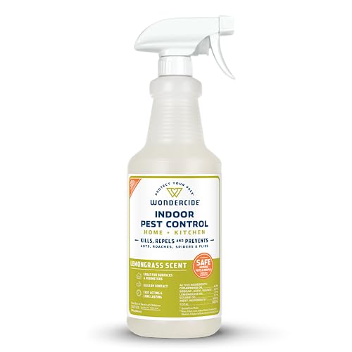 Wondercide Indoor Pest Control Spray - Kills & Repels Ants, Roaches, Fleas - Lemongrass, 32oz