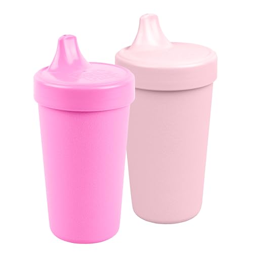 Re-Play Sippy Cups - Leak-Proof, Durable Design, Dishwasher Safe - 10oz, Bright Pink/Ice Pink