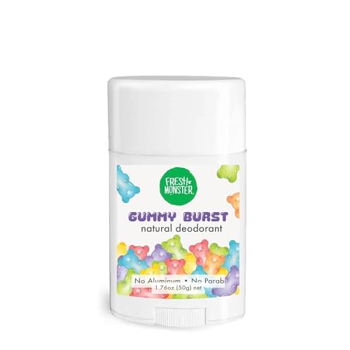 Fresh Monster Natural Deodorant for Kids - Aluminum Free, Hypoallergenic, Gummy Burst - 1.76oz