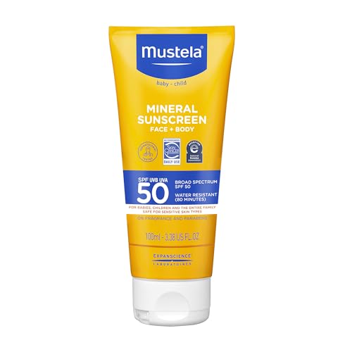 Mustela Baby Mineral Sunscreen SPF 50 - Hypoallergenic, Water Resistant, Fragrance Free - 3oz