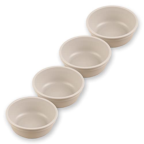 Re-Play 12 Oz Reusable Plastic Bowls, Durable & Dishwasher Safe - Set of 4, 4.9" Sand