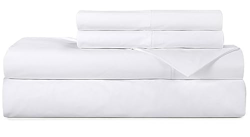 Royale Linens 300 Thread Count Cotton Sheet Set - Breathable, Soft & Durable - Queen, White