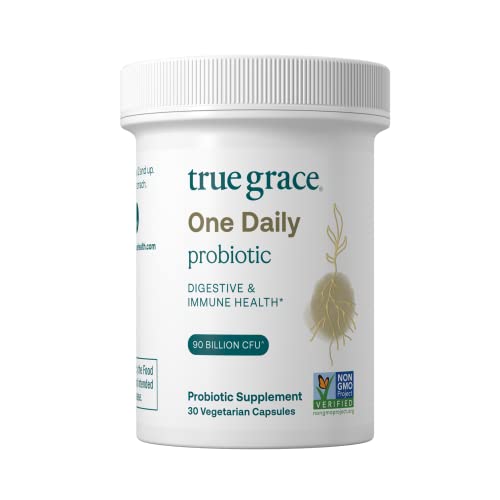 True Grace Probiotic - Gut, Digestive & Immune Health with Prebiotic Fiber - 30 Veg Capsules