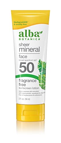 Alba Botanica Mineral Sunscreen for Face - SPF 50, Water-Resistant, Hypoallergenic - 2 fl oz