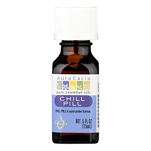 Aura Cacia Chill Pill Essential Oil Blend - Calming Aroma, GC/MS Tested Purity - 15ml