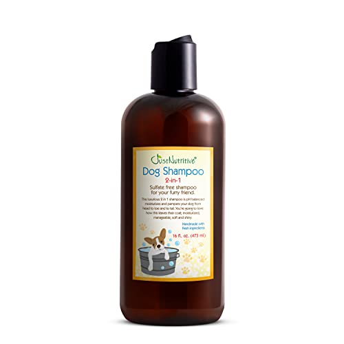 Just Nutritive Dog Shampoo - Cleans, Conditions, & Detangles, Natural Ingredients - 16 Fl Oz