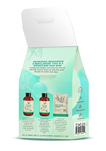 Soapbox Hair Care Gift Set - Cleansing Tea Tree Oil Shampoo & Conditioner, Travel Size - 3 pcs