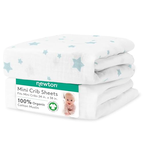 Newton Baby Mini Crib Sheets 2-Pack - Organic Cotton, Breathable, GOTS Certified - 24" x 38"