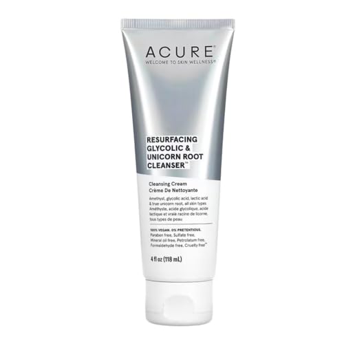 Acure Face Wash & Cleanser - Gentle Daily Exfoliation, Brightening & Hydrating - 4 Fl Oz