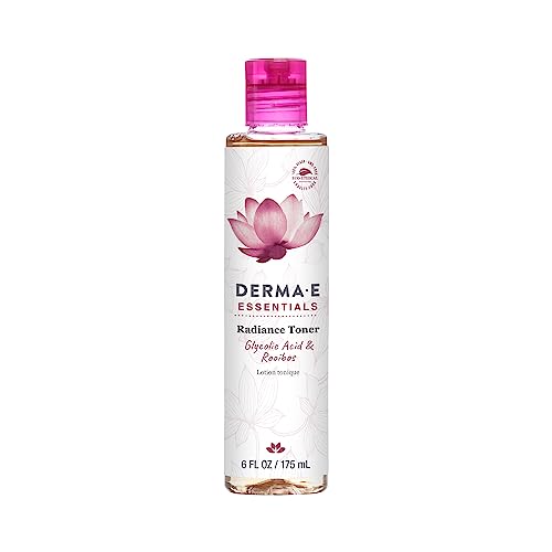 DERMA E Radiance Face Toner - Brightening Glycolic Acid & Rooibos, Vegan - 6 oz