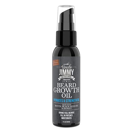 Uncle Jimmy Beard Growth Oil - Biotin Infused for Thicker, Fuller Beards - 2 Fl Oz