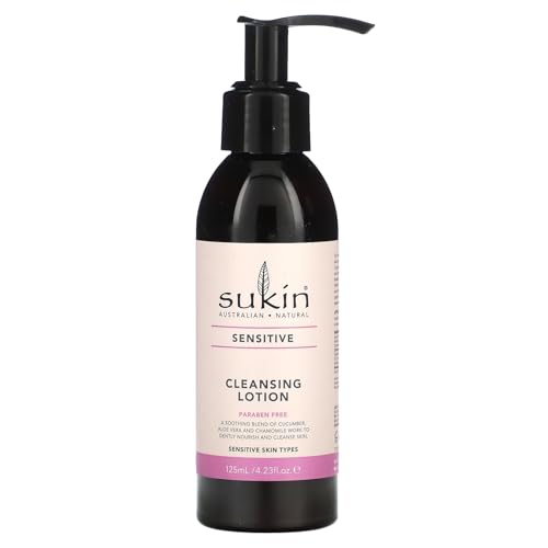 Sukin Facial Cleanser - Soothes Sensitive Skin with Aloe Vera & Rosehip Oil - 4.23oz