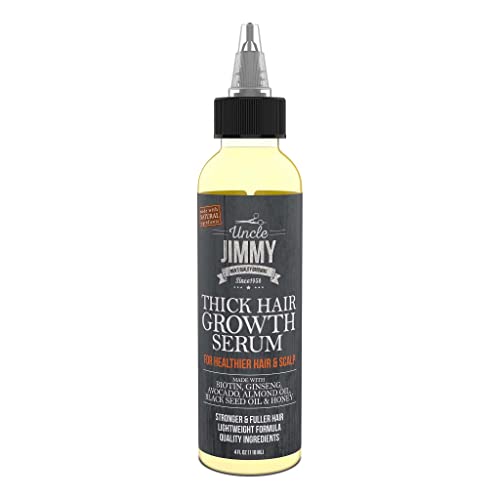 Uncle Jimmy Hair Growth Serum - Promotes Thicker Hair, Nourishing Natural Ingredients - 4 Fl Oz