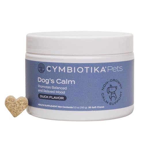 CYMBIOTIKA Dog Calm Support Supplement - Promotes Relaxation, Duck Flavor, 50 Chews