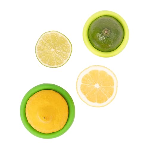 Food Huggers Reusable Silicone Food Savers - Extend Freshness, BPA-Free - Set of 2, Green & Yellow