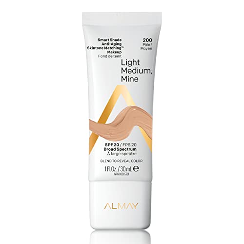 Almay Smart Shade Foundation - Anti-Aging, SPF 20, Hypoallergenic, Light Medium, 1 oz